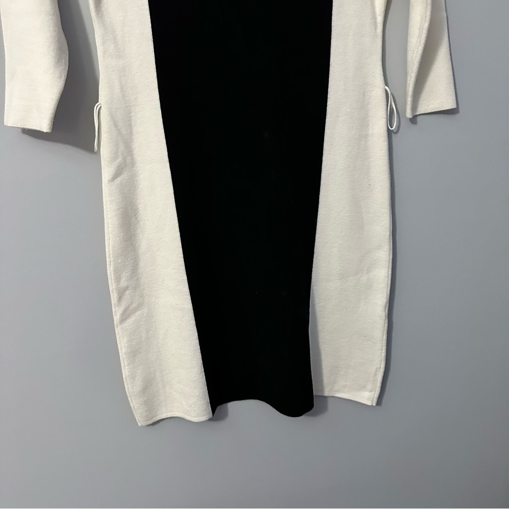 Milly New York Colorblock Knit Sheath Dress Black Ivory Small Classic Chic - Picture 6 of 11